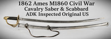 1862 Ames M1860 Civil War US Cavalry Saber Sword Chicopee MA w/ Scabbard picture