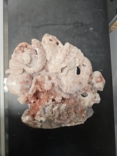 Exquisite Hand-Carved Pink Amethyst Dragon Sparkely Geode Druzy Specimen picture