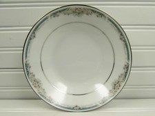 Enhancement by Noritake Soup Bowl Green Band Pink Flowers Gray Scrolls b289 picture