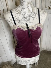 Romwe Purple Crushed Velvet Lace Accent Stretch Y2k Black Size Small picture