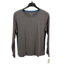 NEW Talbots Outlet T-Shirt Women XL Long Sleeve Gray Heathered Cotton Crew Neck picture