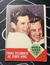 1963 Topps #148 World Series Game #7: Yanks Celebrate as Terry Wins picture
