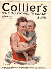1920 Colliers July 24, 1920 - Swimming father and son; 1880 PresidentialCampaign picture