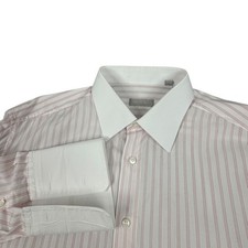 Stefano Ricci Mens Button Up Shirt Striped French Cuff Red White 18 picture