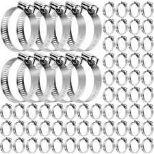 100 Pcs Adjustable Stainless Steel Hose Clamps 1''-2'' (27-51mm) for Plumbing & picture