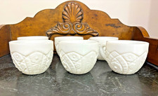 Vintage McKee The Concord Milk Glass Cups Quilted Floral Pressed Design, Set 6 picture