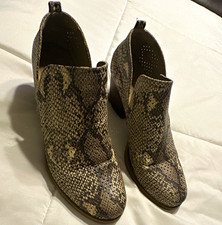 BareTraps Women's Snake Print Ankle Bootie Faux Leather Slip-On Almond Toe 10 picture
