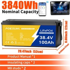 NEW 36V 100Ah LiFePO4 Lithium Battery Deep Cycles Built-in BMS with LCD Monitor picture