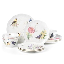 Lenox Butterfly Meadow Flutter 16 Piece Porcelain Dinnerware Set with Birds picture