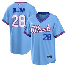 Men Matt Olson Atlanta Braves #28 Stitched City Connect Blue MLB Jersey New picture