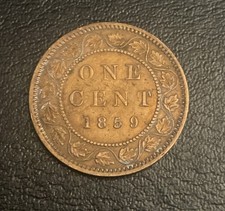 1859 Large Cent Canada Queen Victoria Narrow 9 Very Nice Condition picture