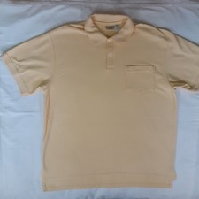 Vintage L.L. Bean Polo Shirt Mens L Yellow Short Sleeve Freeport Maine USA VTG picture