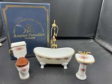 Vtg NOS Reutter Porzellan Bathroom Set~RARE Shower & Tub, Toilet, Vanity~1:12 picture