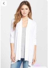 Bobeau High/Low Jersey Cardigan XS White EUC picture