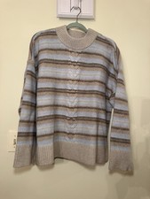 Haven Well Within Talbots Merino Wool Striped Cable Knit Sweater XL NWT $139 picture