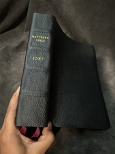 Rare 1537 (vintage text) Matthew’s Bible Black Genuine Leather picture