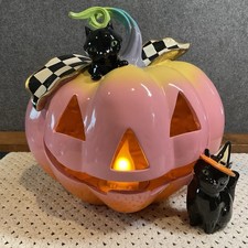 Mackenzie-Childs Trick or Treat Illuminated Jack O’ Lantern Halloween Pink Rare picture