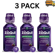 Vicks ZzzQuil Nighttime Sleep Aid Liquid Diphenhydramine 50mg 12 fl oz Pack of 3 picture