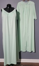 Vintage Lorraine Nylon Gown Robe Set Med Long Mint Green picture