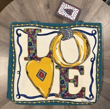 Brighton Charmed Love Tote D30318 NWT Canvas Heart Jewel Print Original Bag picture
