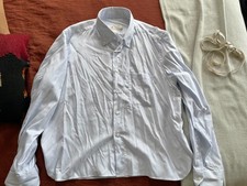 The Armoury by 100 Hands Custom Blue White Stripe Oxford Button Down OCBD Shirt picture