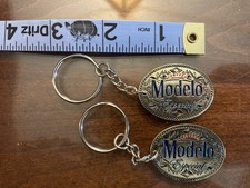 Two Modelo Especial Beer Logo Gold Tone Fob Charm Keychain Key Rings #62562 picture