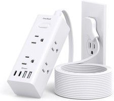 One Beat 10Ft Extension Cord with Multiple Outlets,Flat Plug Power Strip NEW picture