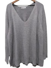 Athleta Hanover Refined V-Neck 2X Gray Oversized Cozy Fine Merino Wool Blend picture