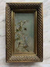 Antique C 1891 Oil Painting Spring Birds Signed Framed picture