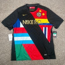 Nike FC Soccer Jersey Mens XL Black Multi Flag Patchwork 886872-012 NWT picture