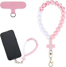  Silicone Beaded Phone Wrist Strap with Cross, Cellphone Lanyard wit.... picture