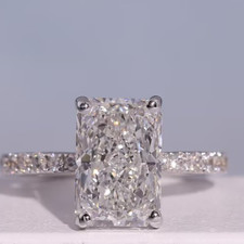 3.20Ct Radiant-Cut E/VS Lab Grown Diamond Solitaire Wedding Ring 14K White Gold picture