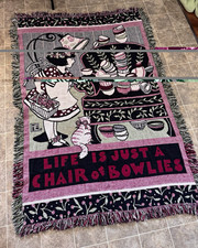 Vintage Woven Fringed Throw Blanket 