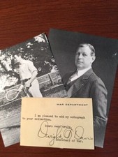 DWIGHT F. DAVIS TYPED NOTE SIGNED, TENNIS, FOUNDER DAVIS CUP, SEC OF WAR picture