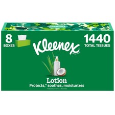 Kleenex Lotion Facial Tissues, 8 Flat Boxes, 180 180 Count (Pack of 8), White picture