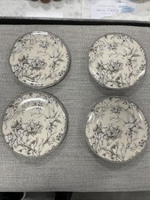 Brand New 222 Fifth Adelaide Floral Flowers Antique White Salad Plates Set Of 4 picture