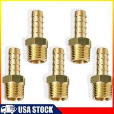 5Pcs Brass 3/8In Hose Barb to 3/8In Male NPT Hose Fitting Water Fuel Air Metals picture