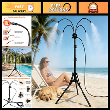 Adjustable 5.3 FT Outdoor Patio Misting System, 4 Brass Nozzles & Extra Heads, P picture