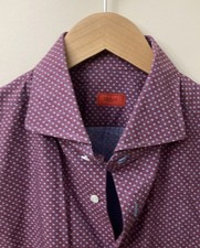 euc ISAIA Napoli Casual Button Down Shirt Purple/Blue/Pink 43/L picture
