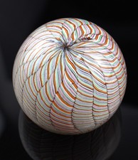 Multicolor Ribbon Swirl Art Glass Paperweight Pastel Candy Stripe Unmarked picture