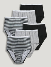 Women's Jockey 6-Pack Brief Classic Comfort (Gray Stripe/Black) Cotton Underwear picture