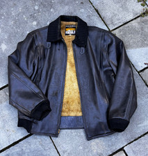 True Vintage Norseman Men's Leather Bomber Jacket Fur Lined Size Medium picture