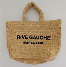 Authentic YSL Saint Laurent Rive Gauche Tote Bag soft natural RAFFIA Bag Beige picture