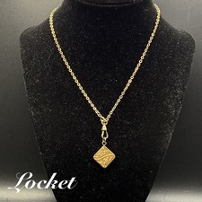Vintage 12k Gold Filled Pocket Watch Chain FOB Necklace, Dog Clip, Square LOCKET picture