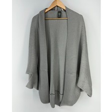 Vince Camuto Cardigan Womens One Size Gray Cocoon Open Front Ribbed Knit Shrug picture