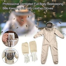XXL Unisex Professional Cotton Full Body Beekeeping Bee Keeping Suit W/Veil-Hood picture