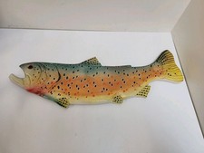 Vintage Dave Kober 30 Inch Trout Fish Sign On Wood picture