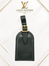 Authentic Louis Vuitton Black Leather Luggage Tag picture