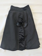 Vtg 1950s Jacques Fath Université Paris Skirt - Black Silk Satin Roses - Size 2 picture