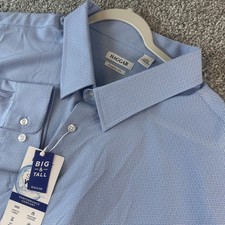 Haggar Dress Shirt Mens 22 34/35B Blue Smart Wash Performance Classic Fit NWT picture